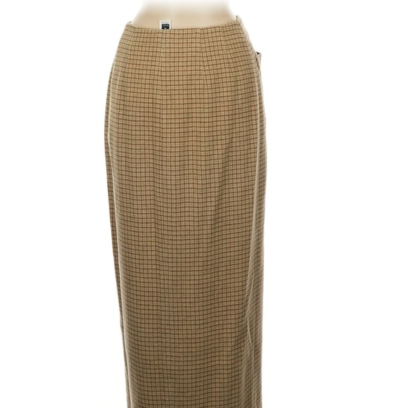 DKNY Tan Houndstooth Wool Skirt Size 8 - Picture 2 of 3
